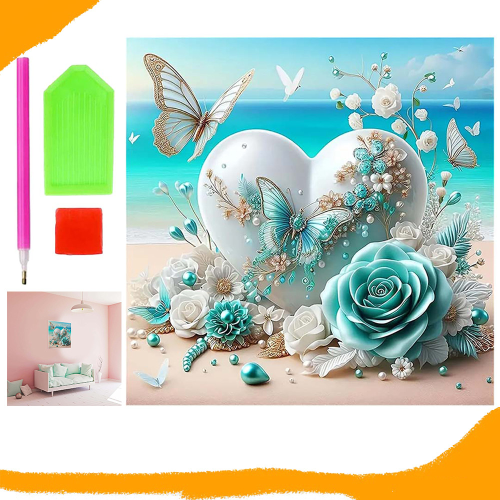 Rosas e corações, diamantes quadrados, pintura com diamantes 5D DIY, kit inicial para pintura com diamantes, 30 x 30 cm em Oferta na Shopee