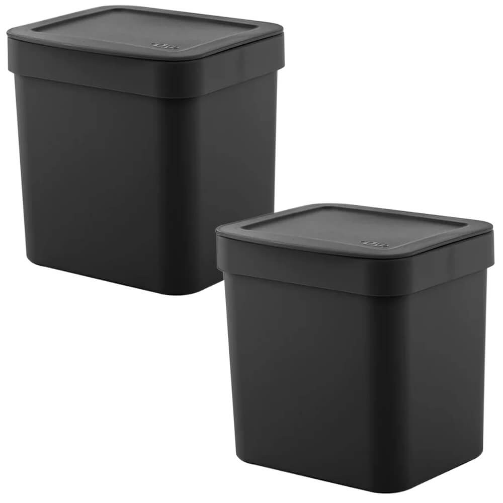 Jogo de Lixeiras para Cozinha e Banheiro 2,5L 2 peças Trium Preta - Ou em Oferta na Shopee