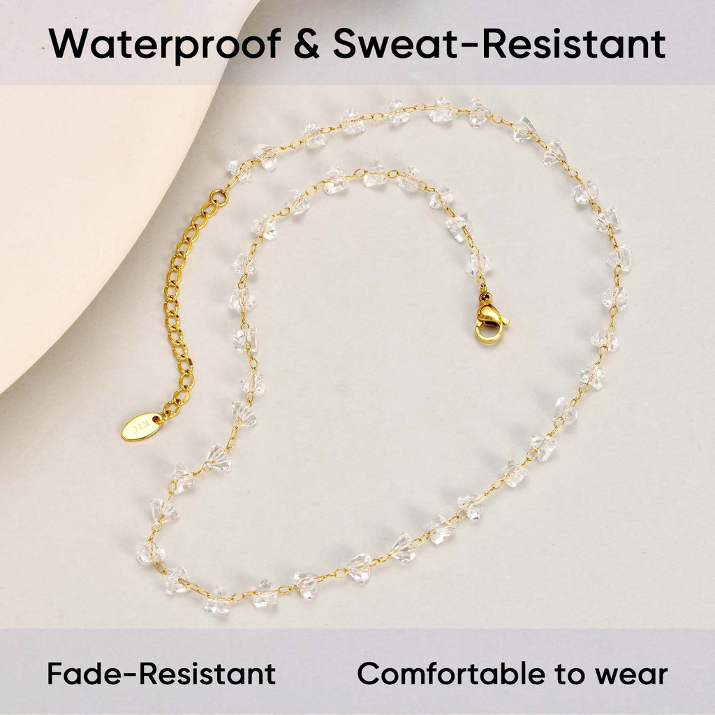 Vnox Irregular Transparente Frisado Colar De Aço Inoxidável Não Manchar & Ajustável Feminino Meninas Jóias — imagem 2 de 2