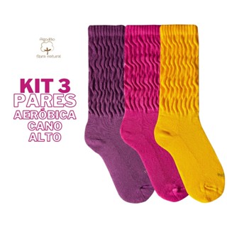 Kit 3 Pares Meia Aerobica Cano Longo Academia Esporte em Oferta na Shopee