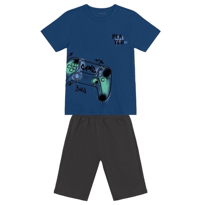 Conjunto Brandili Menino Juvenil De Algodão Com bermuda Moletinho