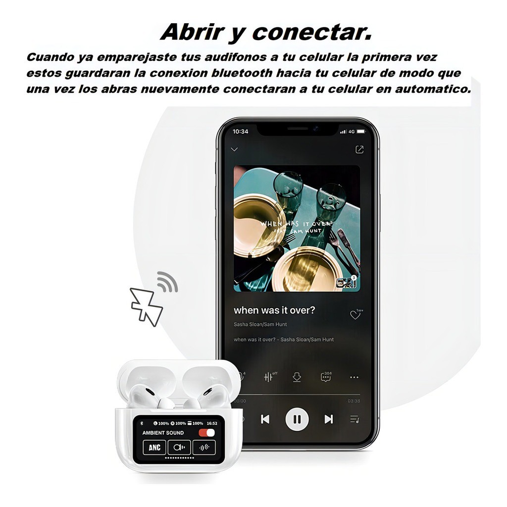 Fone Bluetooth A9 Pro ANC Tela LED Digital Touch iPhone e Android Max Cancelamento Ruído P.HQ