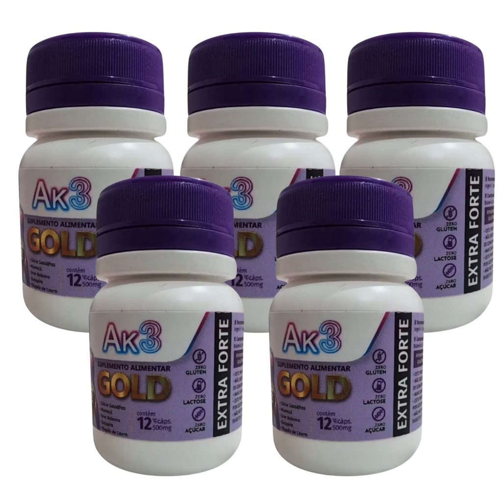 Suplemento Alimentar Gold Ak3 60 Cápsulas | 5 Potes em Oferta na Shopee