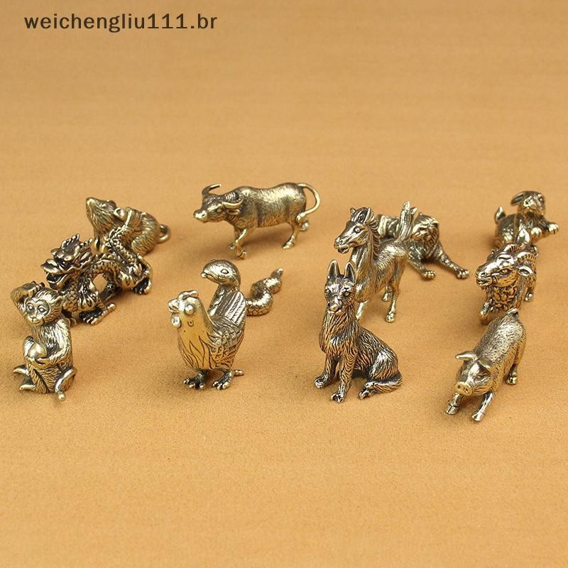 # weicheng Enfeites De Animais Em Miniatura Antigos , Estatuetas De Latão Vintage , Estátua , Mesa , Decoração De Feng S