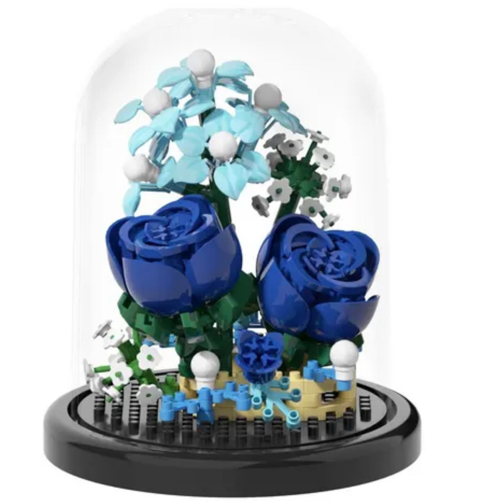 Blocos de Montar Decorativos Flor Rosas Azuis na Cúpula - Castela