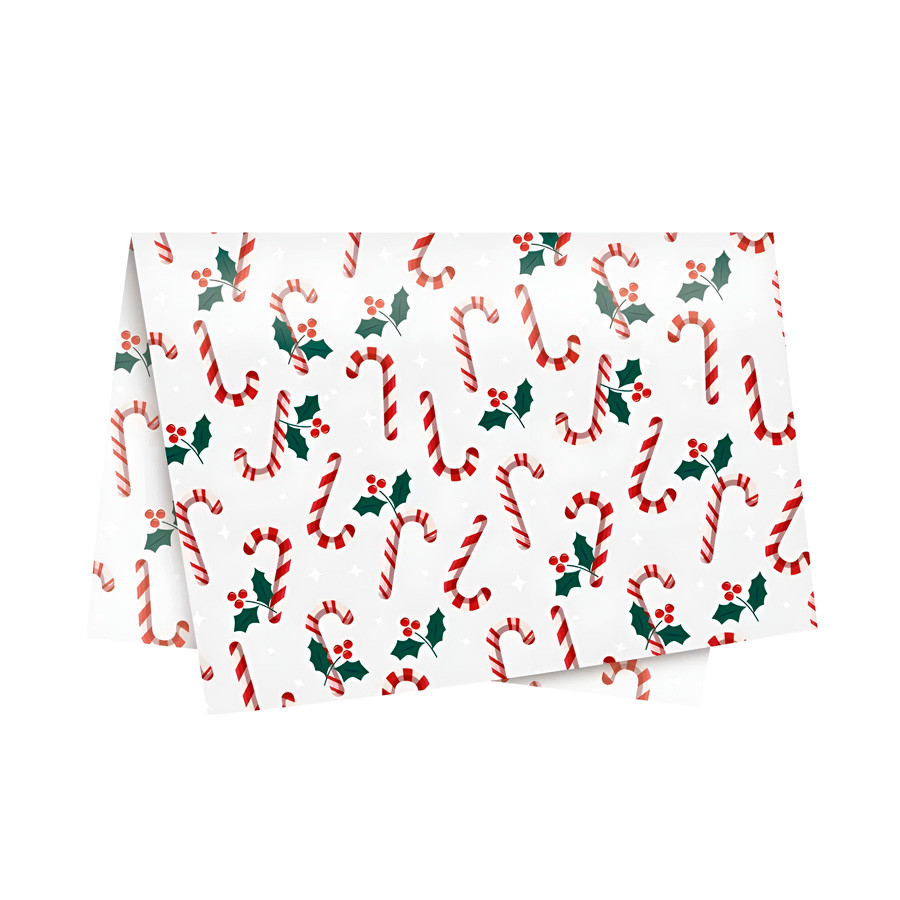 Papel de Seda - 49x69cm - Candy Cane de Natal - 10 unidades - Cromus - Rizzo