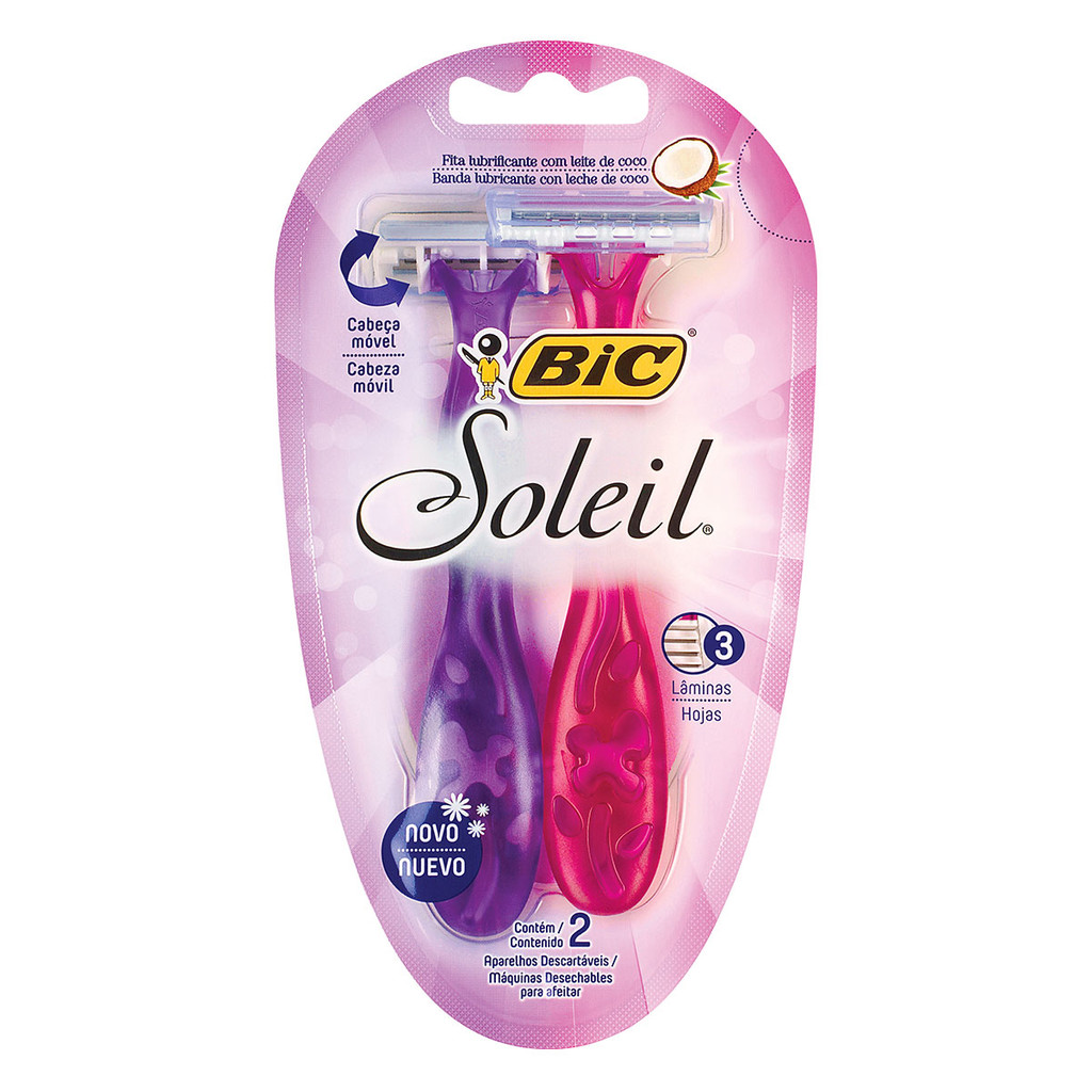 Barbeador descartável Soleil Rosa e Roxo 2 unidades Bic em Oferta na Shopee