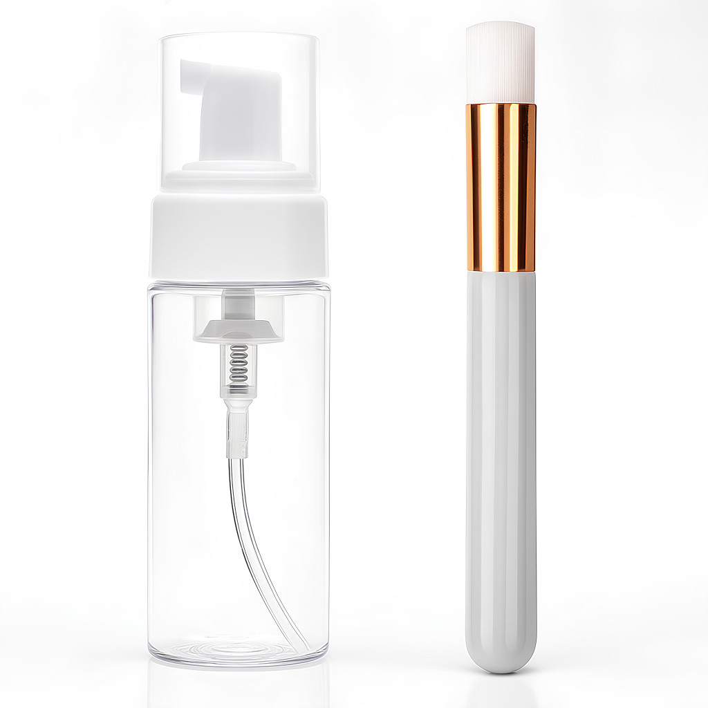 Kit Limpeza Completa de Cílios Pump Espuma 150 ml + Pincel de Limpeza de Cílios