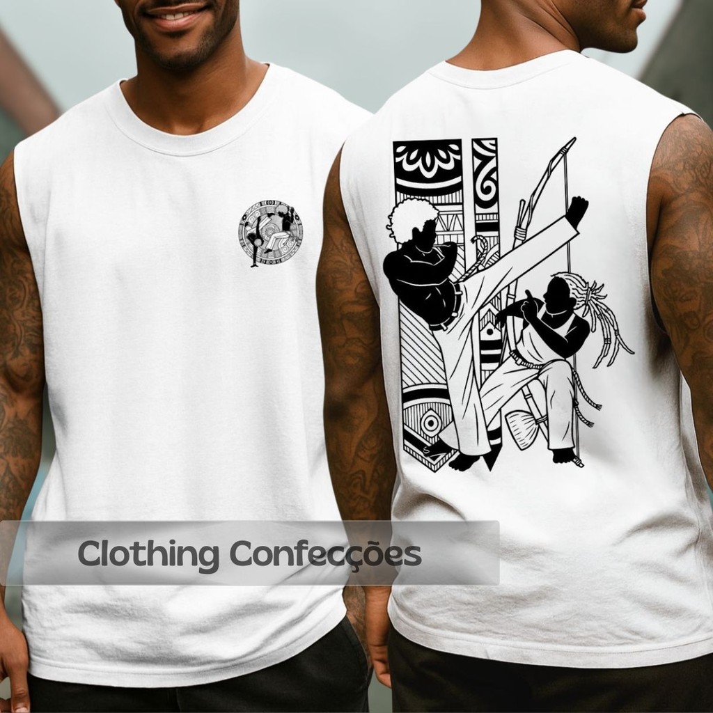 Regata Oversized De Capoeira Luta Uniforme Camiseta Cavada 100% Algodão