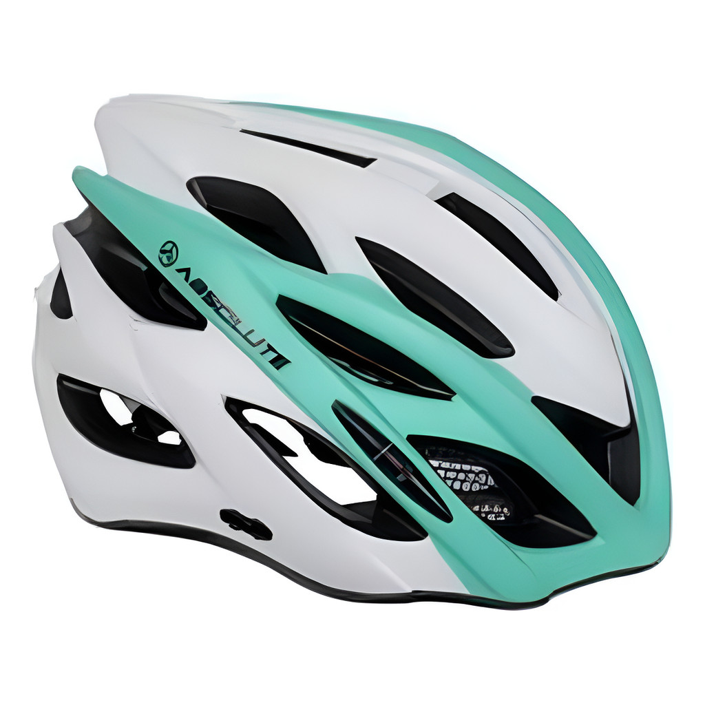 Capacete Bicicleta Ciclismo Mtb Absolute Luna Com Viseira Led Branco Com Verde Regulável