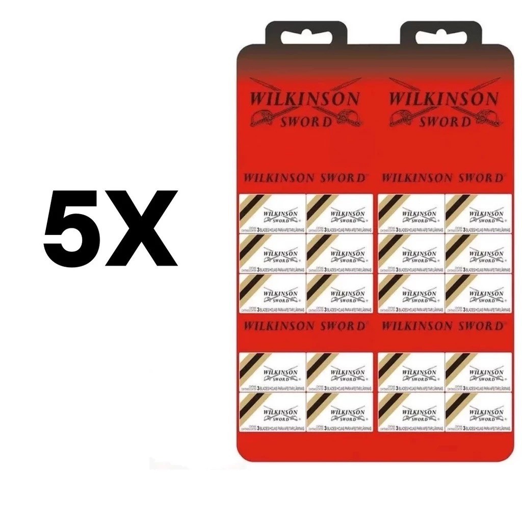 Lâmina Barbear Wilkinson Sword Inox Duplo Fio Navalha Profissional Aparelho Clássico 5 cx Kit 300 Unidades