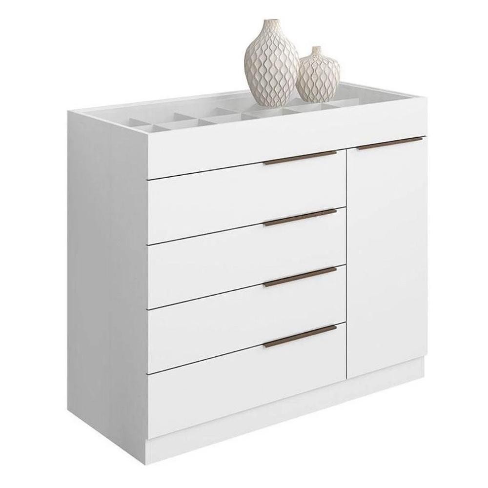 Cômoda 5 Gavetas Com Porta Joias Organizador Tampo De Vidro Sevilha Aramóveis em Oferta na Shopee