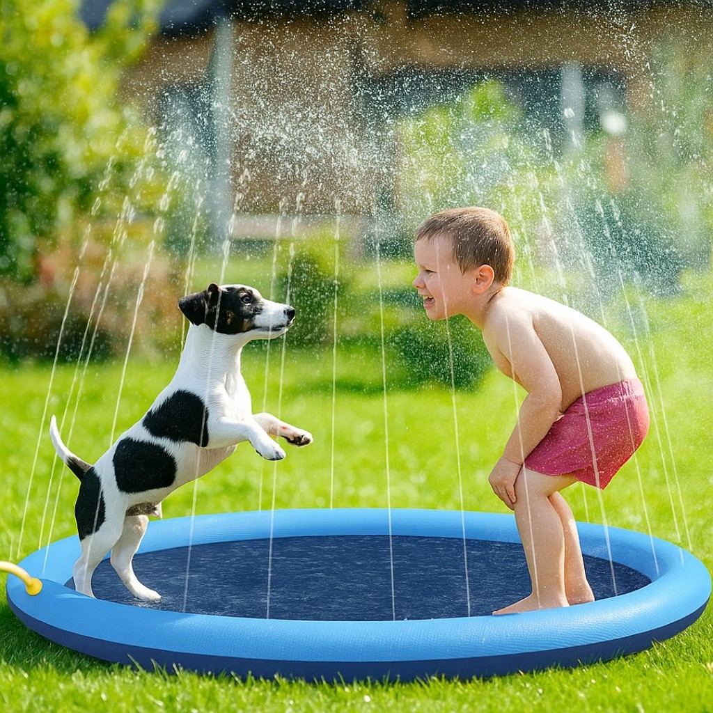 Aspersor de Brinquedo para Cães Tapete Piscina Interativo Pet para Brincar ao Ar Livre