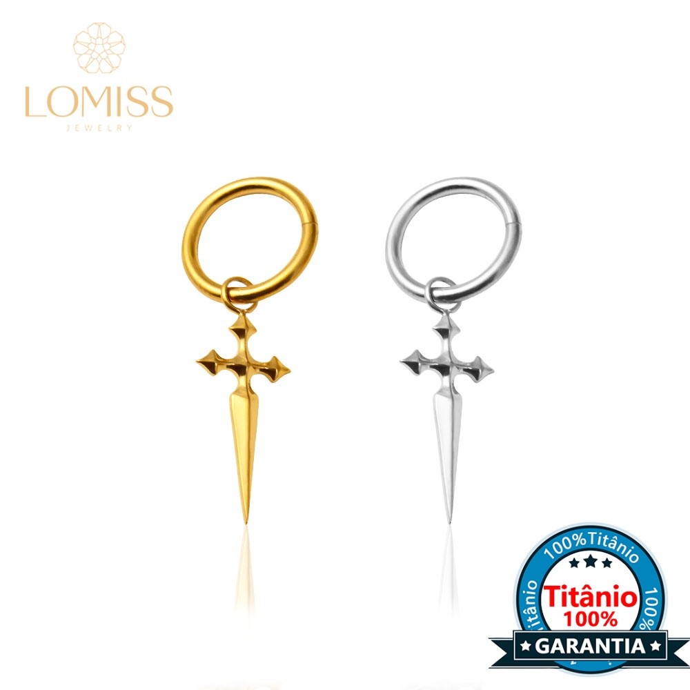 Piercing Argola Orelha Titânio Pvd Pingente Cruz Para Lábio Helix Tragus Conch Boca em Oferta na Shopee