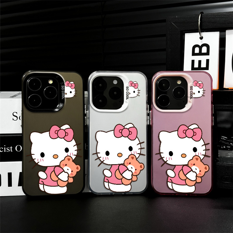 Capinha anti impacto de Hello Kitty e Ursinho de Pelúcia para iPhone x xr xs max 14 11 12 13 15 16 pro max 12 pro capa