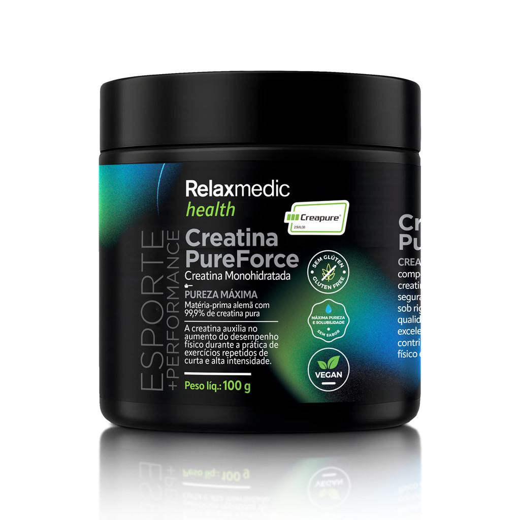 Creatina Creapure® 100g Pure Force Relaxmedic em Oferta na Shopee