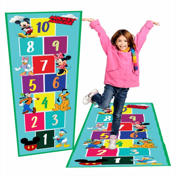 Lindo Tapete Jogo da Amarelinha Infantil Mickey Mouse, Melhor Que Eva, em lona, Presente, dia das crianças, natal, anive