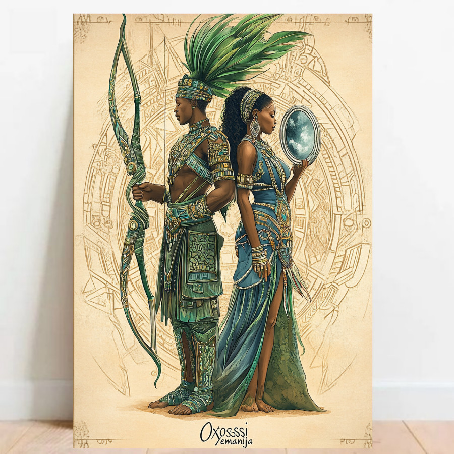 Quadro Placa decorativa Oxossi e Yemanja Orixá Umbanda Candomblé Decorativo Oxalá 04