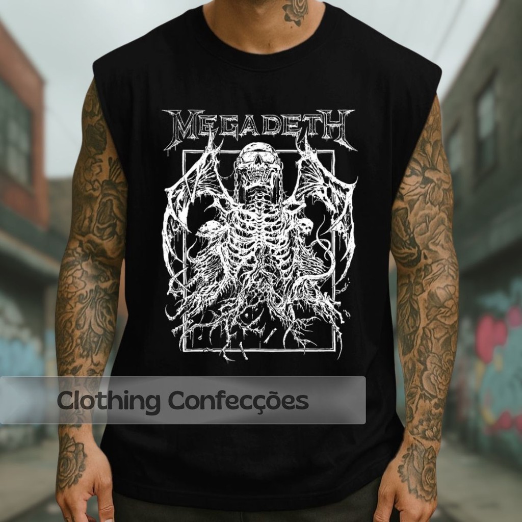 Camiseta Cavada Oversized Banda Megadeth Thrash Mystic Dave 1983 Metal Rock