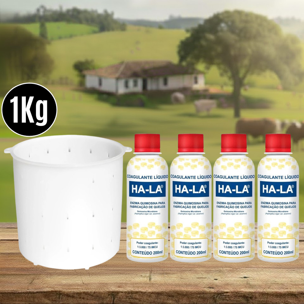 Forma 1kg (Especial e reforçada) + 04 Coalhos Ha-la 200ml p/ Queijos Minas frescal Ricota requeijão