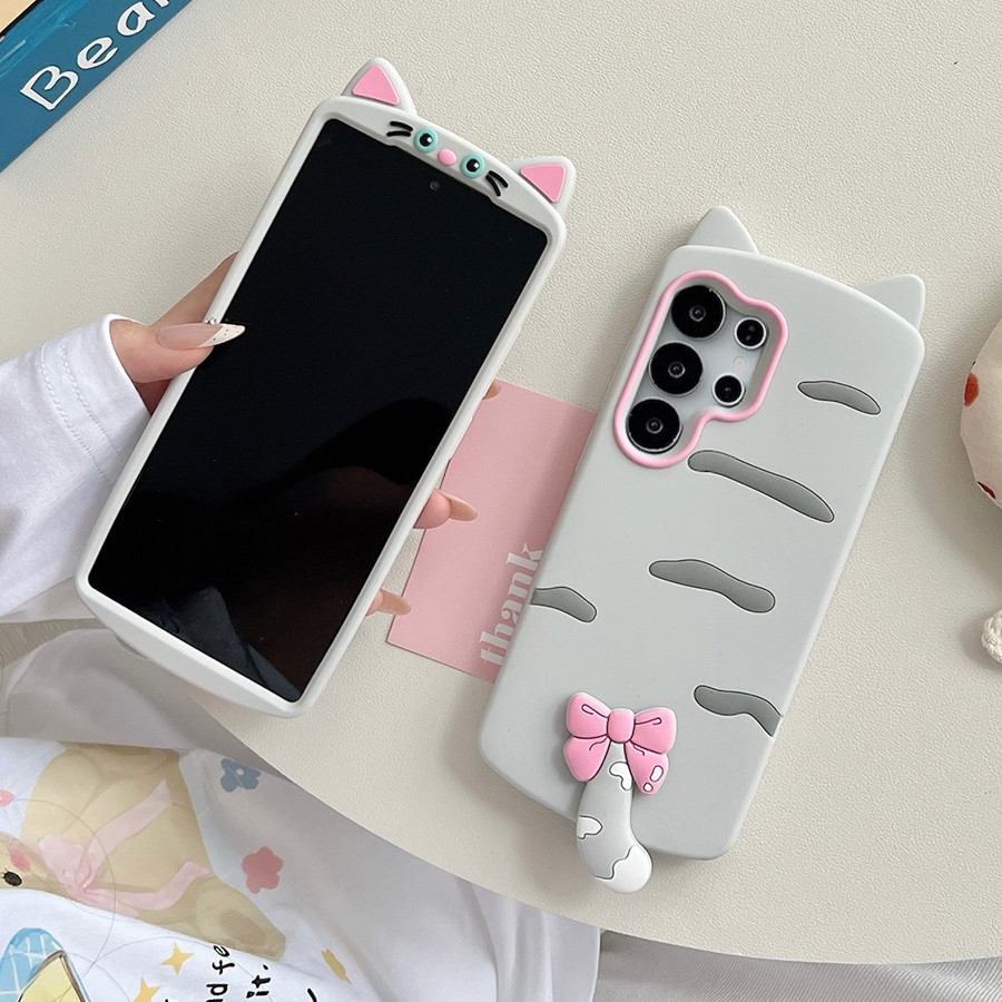 Capa Para Samsung S24 S25 FE S23 S26 Ultra A17 A15 A54 A24 A25 A55 A35 A16 A26 A36 A56 5G Kawaii Gatinho Caso De Telefon