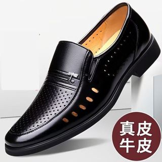 Sandálias masculinas verão respirável oco sapatos masculinos Formal Wear sandálias de negócios sapatos de couro genuíno 