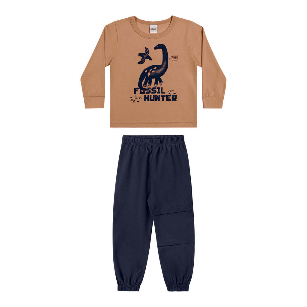 Conjunto Infantil Menino Dino Hunter Elian Marrom