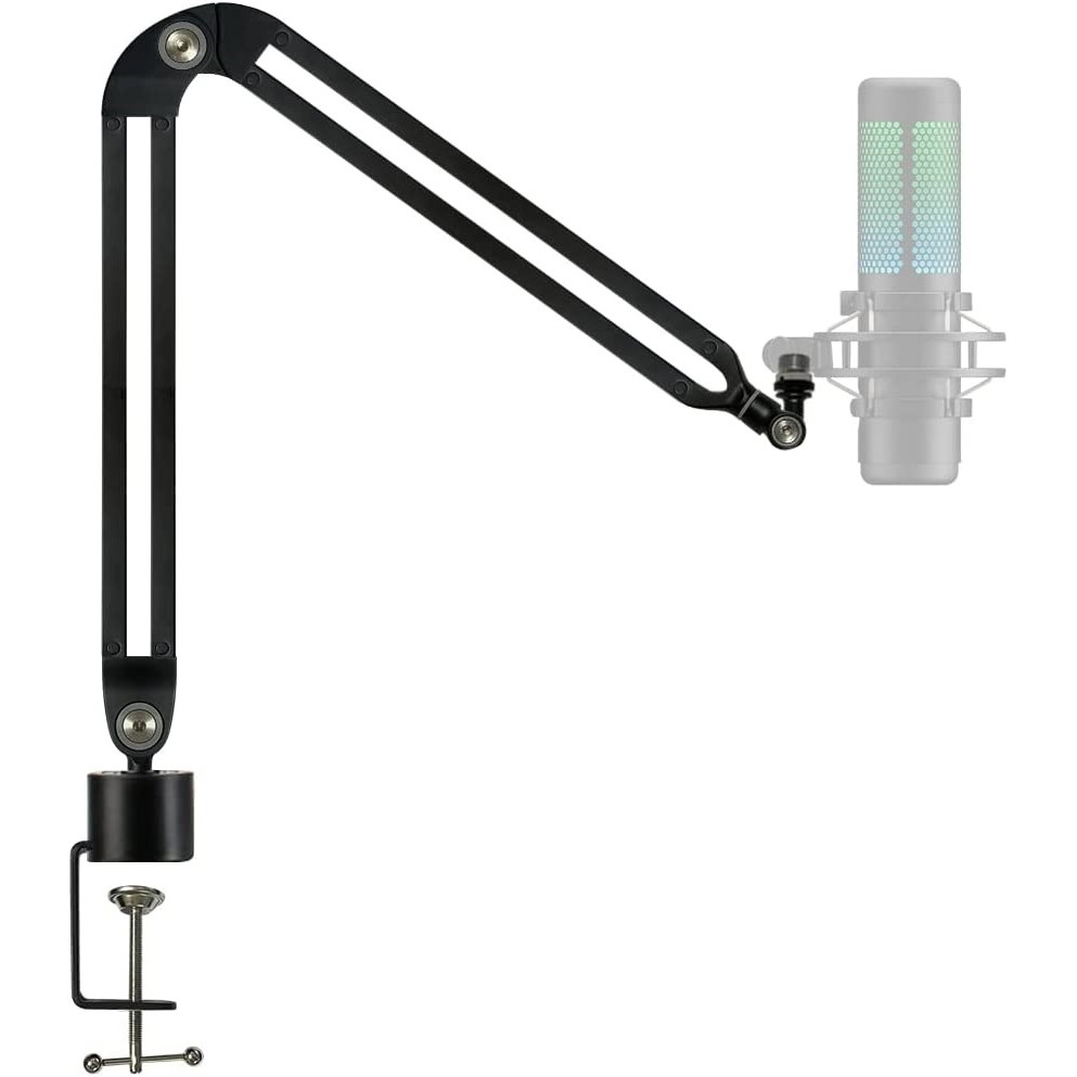 Pedestal Braço Articulado p/ Microfone HyperX, Blue Yeti Nano, MV7, AT 2020, C1, MV7, SM7B, Podmic - 35 x 35 cm