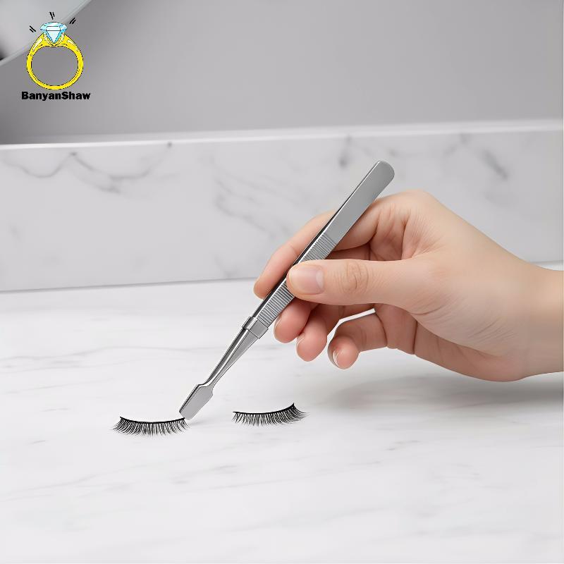 [BANY] Pontas De Cotovelo Reto Para Cílios De Boca Plana Alicate De Sobrancelha Profissional Resistente À Ferrugem Kit D