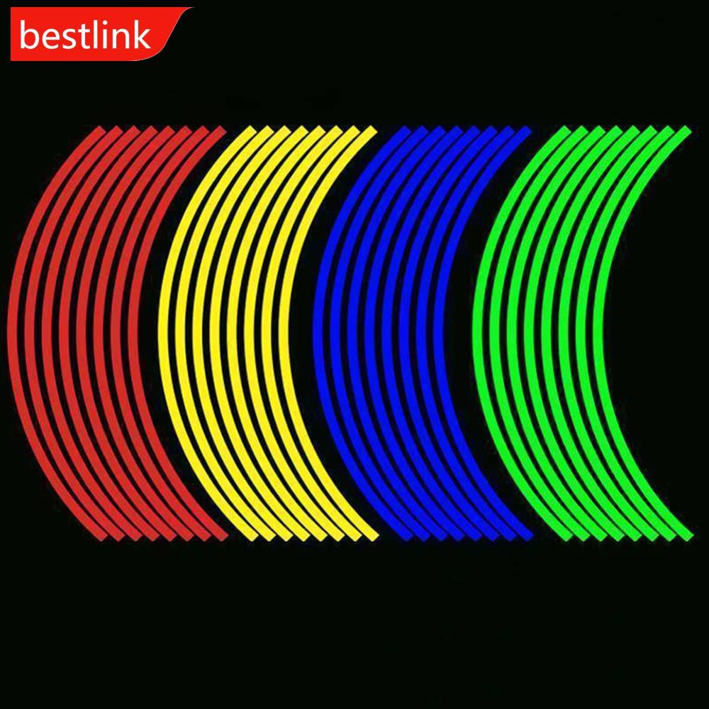 BESTLINK 16 Peças Tiras De 18 Polegadas Para Motocicleta Aro De Carro Listra Fita Decalque De Roda Lotes Reflexivos C3M9