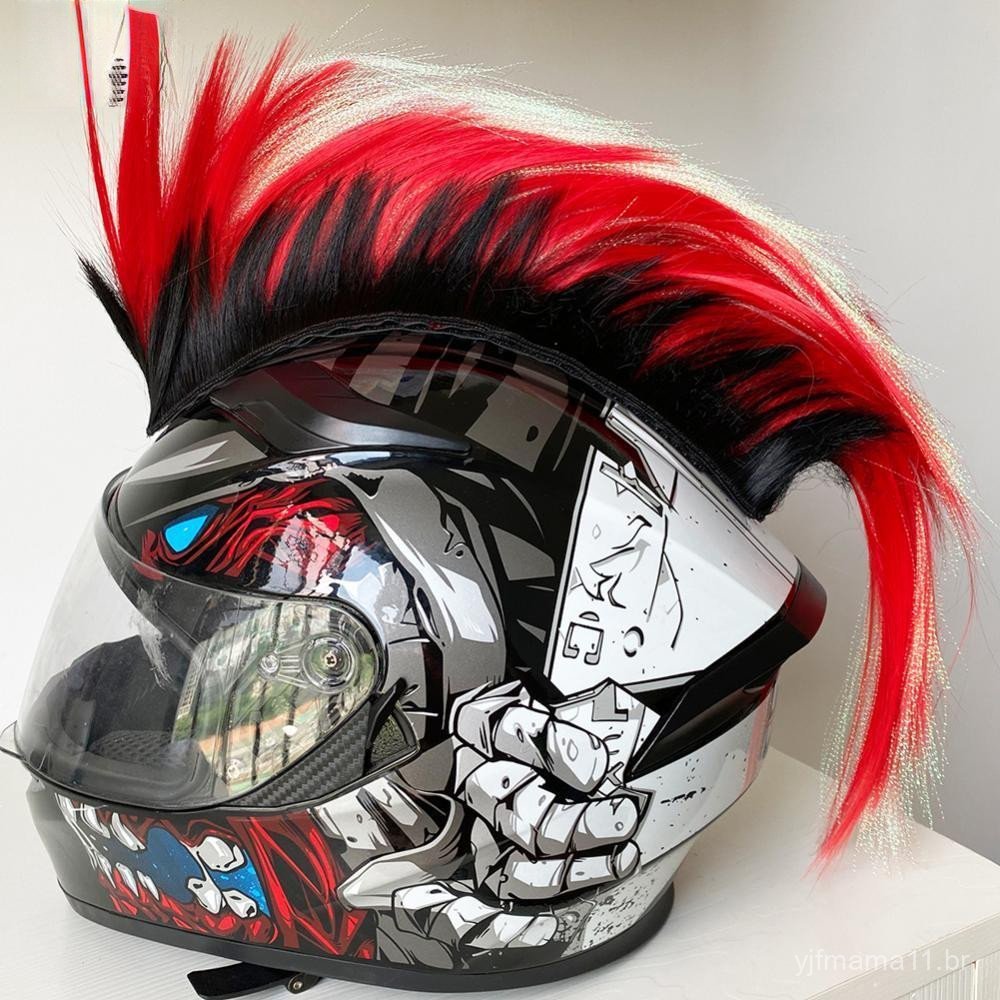 1 peça de adesivo de peruca Mohawk para capacete de motocicleta com padrão coque para decoração de capacete integral de