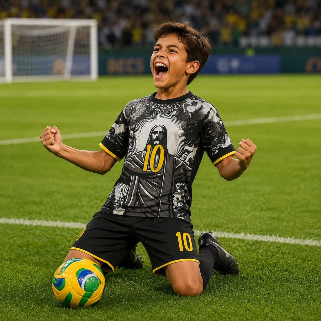 CONJUNTO  INFANTIL  NEY  CRISTO  REDENTOR  CAMISA  +  SHORT  +  MEIÃO