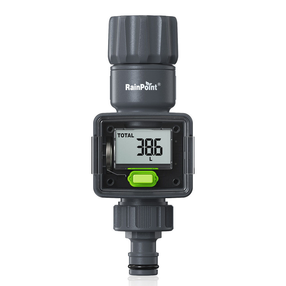 [Produto Premium] Medidor de Fluxo de Água Digital Rainpoint para Irrigação de Jardins, Função de Monitoramento de Fluxo