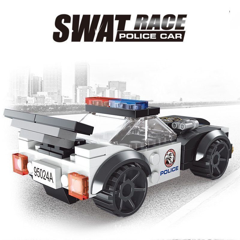 Compatível com a nova série policial da Lego, carro policial, brinquedo educativo de montagem para crianças, bloco de co