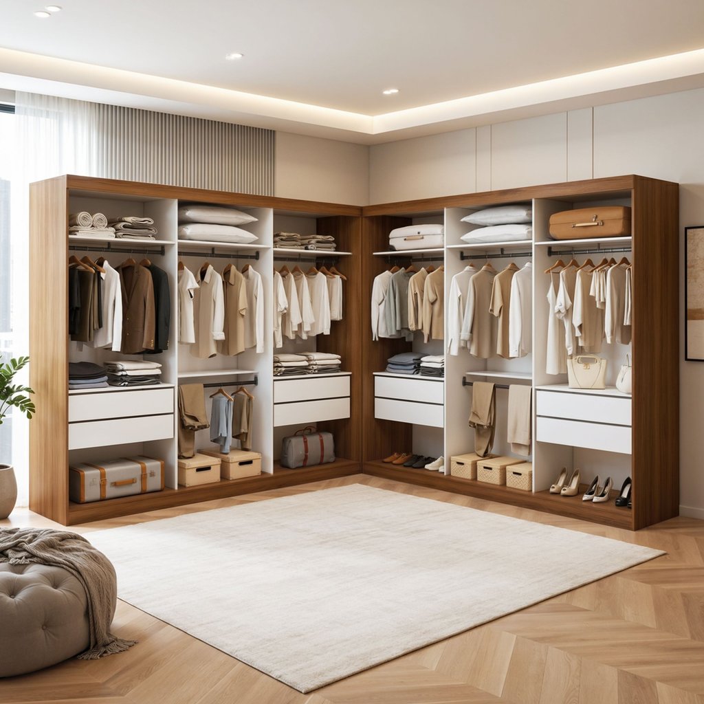 Closet Casal sem Portas 8 Gavetas Paris Duo Premium Yescasa Marrom/Freijó Freijó