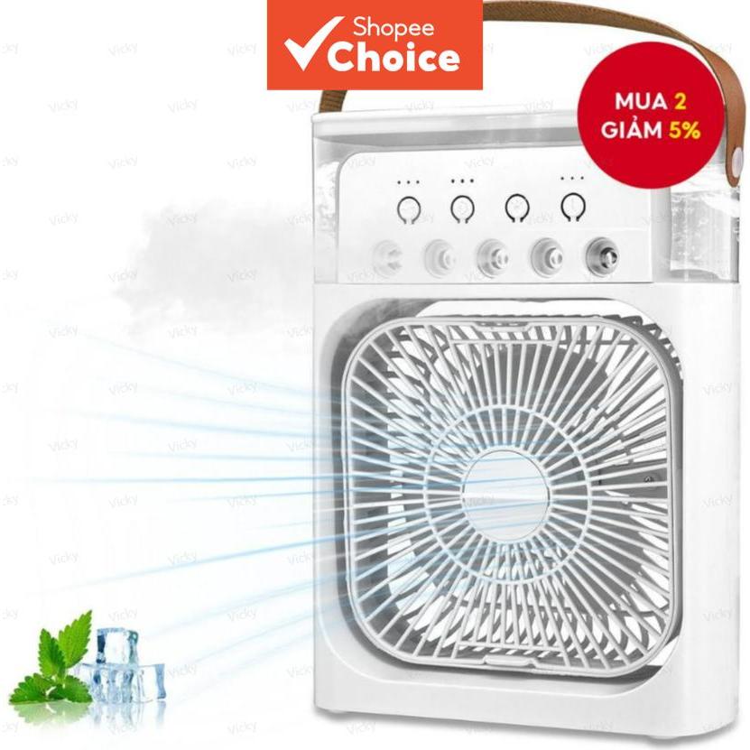 Ventilador de ar condicionado portátil, ventilador de spray atomizado de 5 furos com grande fluxo de ar, ventilador