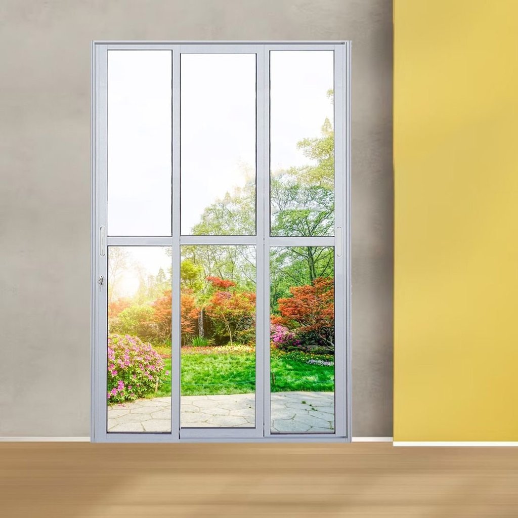Porta Sacada de Alumínio 3 Folhas Sequenciais Móveis 210 x 150cm Linha 25 Branco Esquadrias Bergamo Branco