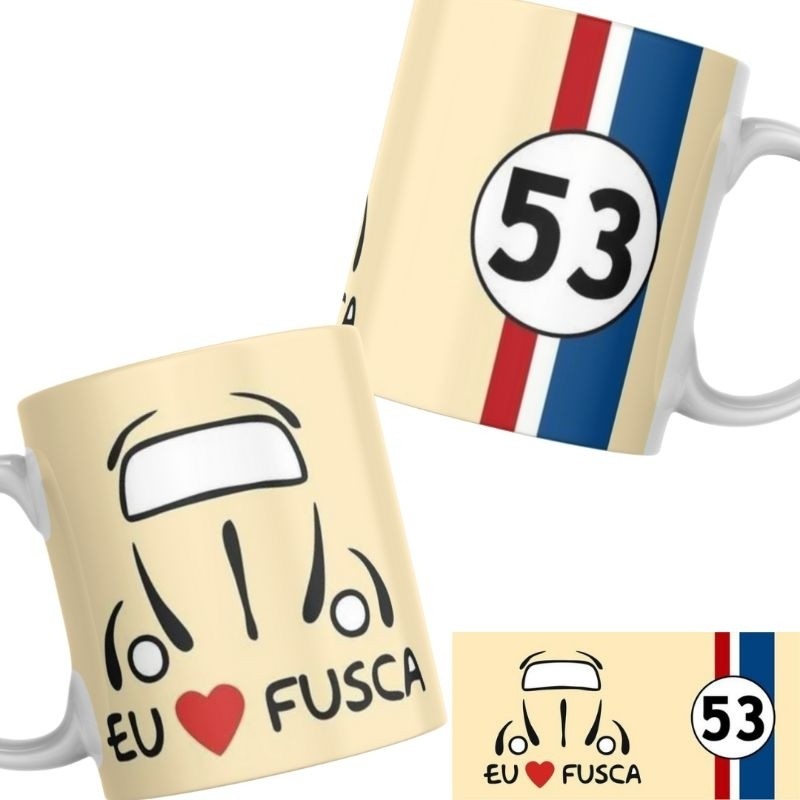 Xícara Xícara Caneca Personalizada Cerâmica Eu amo Fusca 53 fãs de Fusca Presente Lembrança Promoção Novidade Novidade