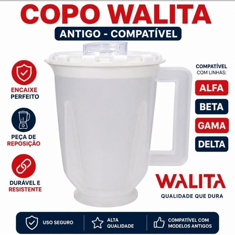 Copo Liquidificador Walita Alfa Beta Gama Delta Antigo Compatível Chega Hoje