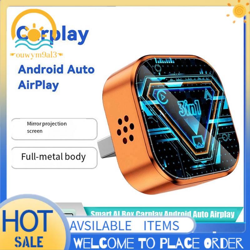 Adaptador Carplay Sem Fio 3 Em 1 Airplay Android Auto Smart AI Box Dongle USB Para IOS Com