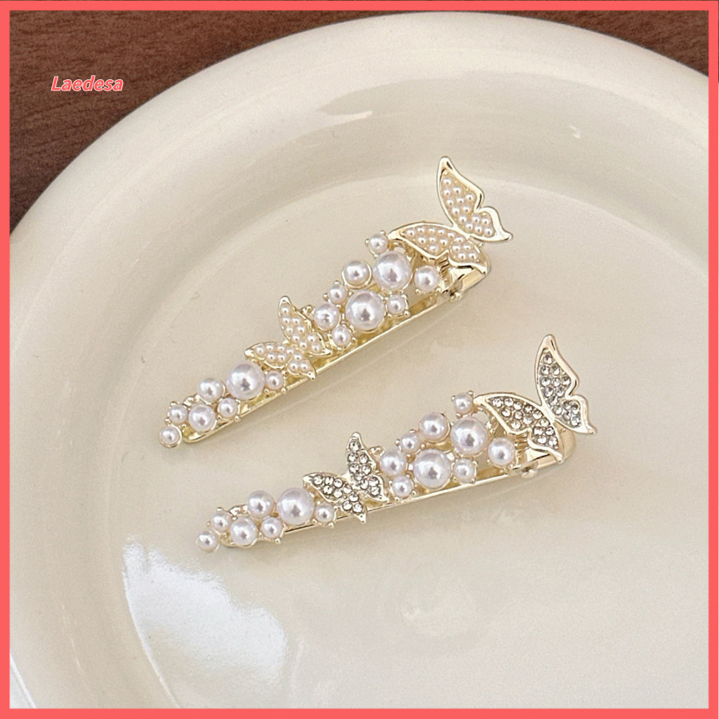 Imitation Pearl Hairpin Fairy Butterfly Clip Elegant for Women – Lightweight Versatile Side Bang Perfect Daily Wear Ha