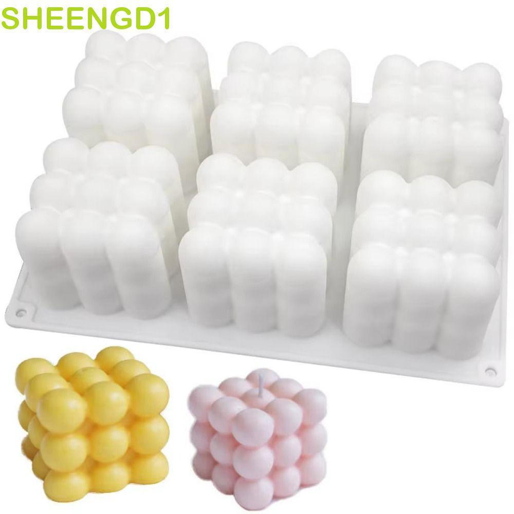 Molde De Vela De Silicone SHEENGD1 , Forma De Cubo 3D Grande Bola De Bolha 3D , Reutilizável