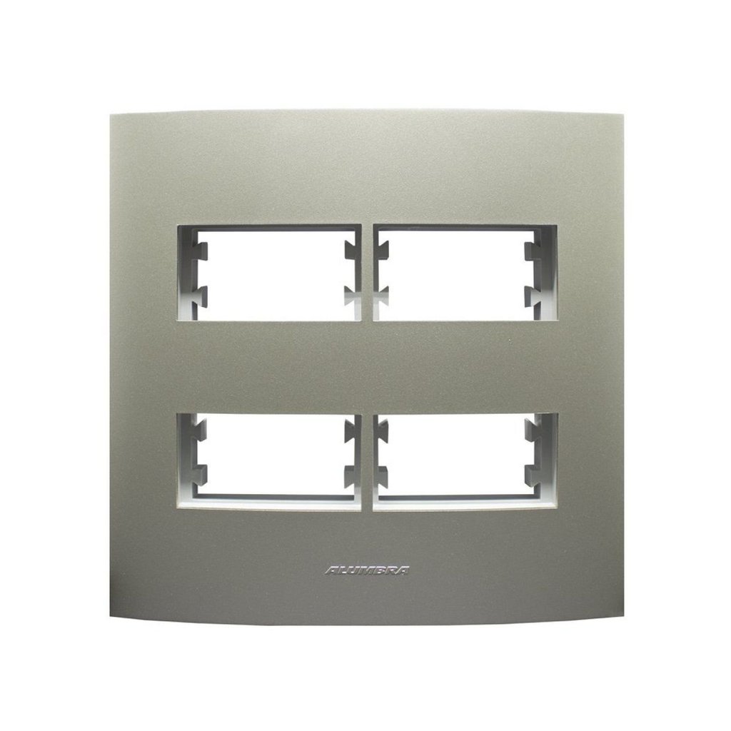Placa 4x4 com Suporte para 4 Módulos Distanciados Inova Pro Class Alumbra Colorido/Champagne Champagne