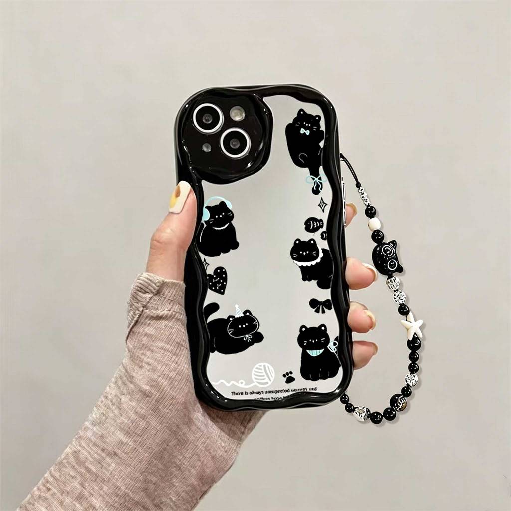 Capa De Telefone Para Samsung Galaxy A55 A35 A07 a27 A56 A36 A17 A15 A25 A05 A54 A52 5G Gato Bonito Espelho De Maquiagem