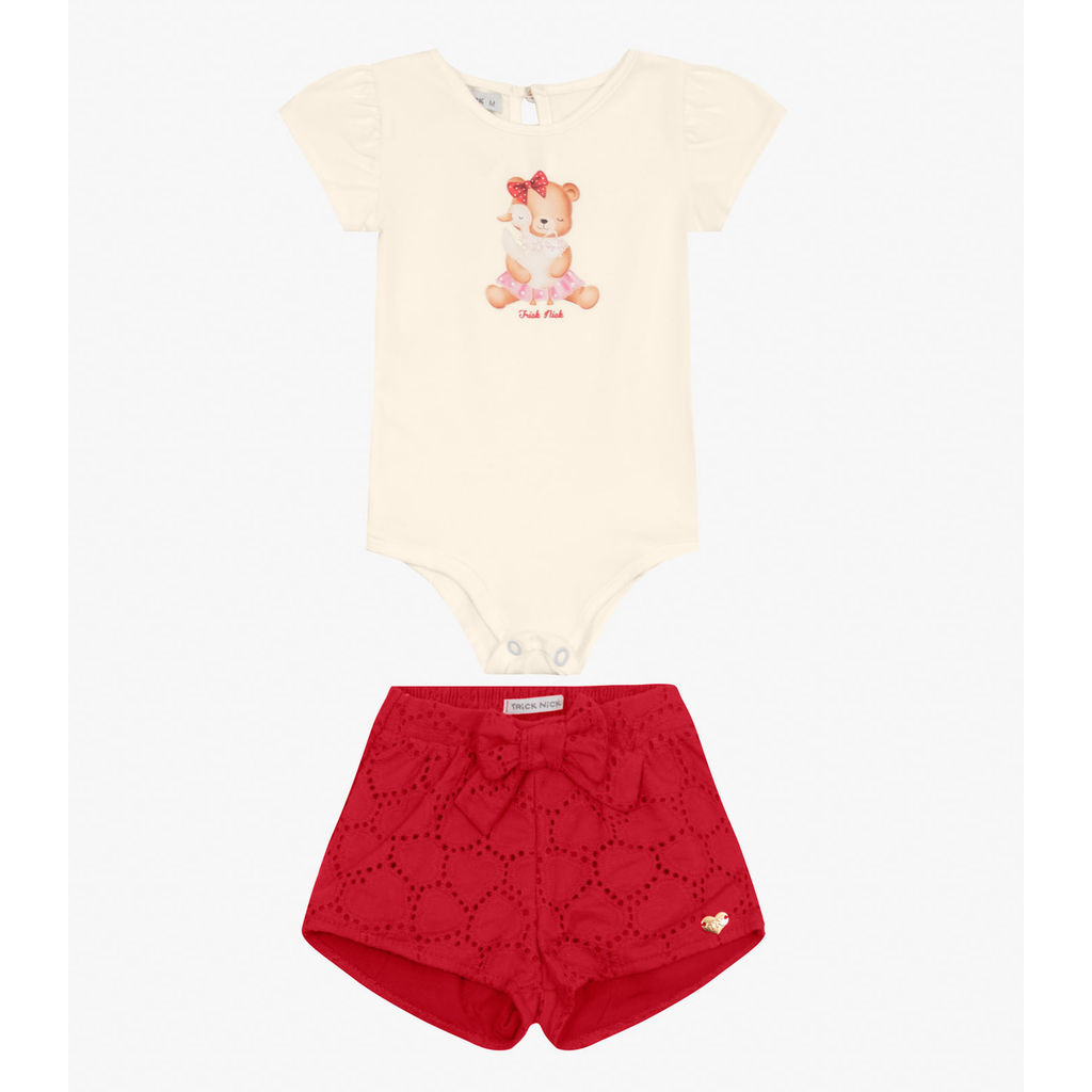 Conjunto Infantil Body com Shorts Trick Nick Off White