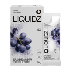 LIQUIDZ® - Eletrólitos Zero Açúcares - Sabor Uva - Kit 1 Caixa - 6 sachês