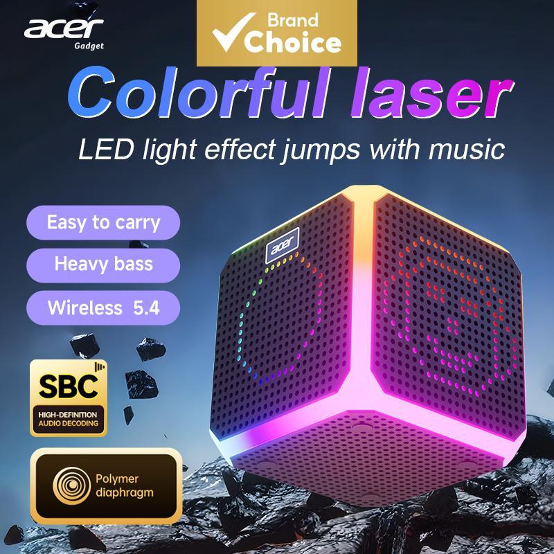 Caixa de Som Bluetooth Mini Original Acer OSK254 TWS Estéreo Grave 8W Luz RGB Rádio FM AUX Cartão TF