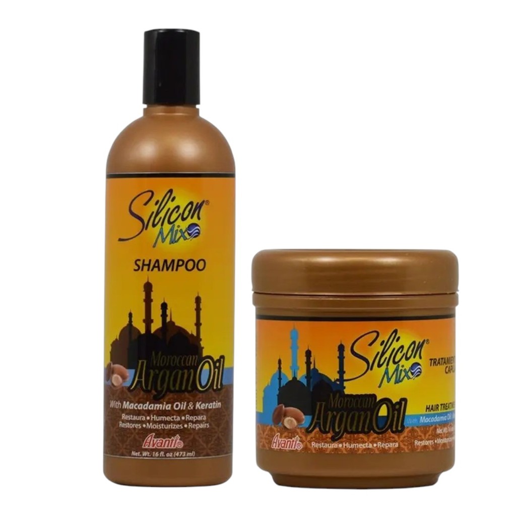 Kit Silicon Mix Moroccan Argan Oil Shampoo 473ml  + Máscara 450g