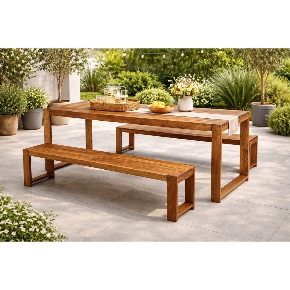 Mesa Rustica Jardim Baren Yescasa Marrom/Nogueira