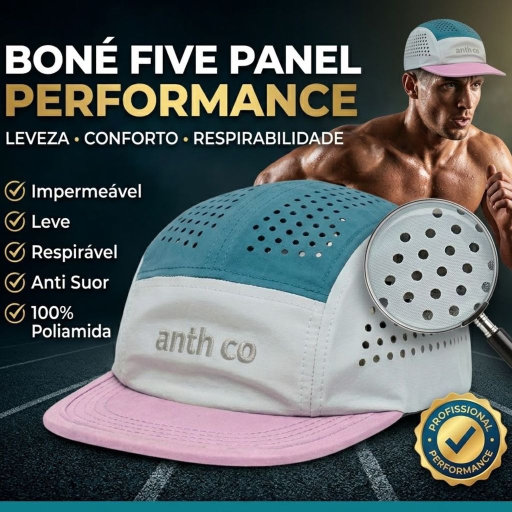 Boné Corrida Anth Co Fresh Respirável Impermeável UV50+ Academia Anti Suor Fitness Furadinho